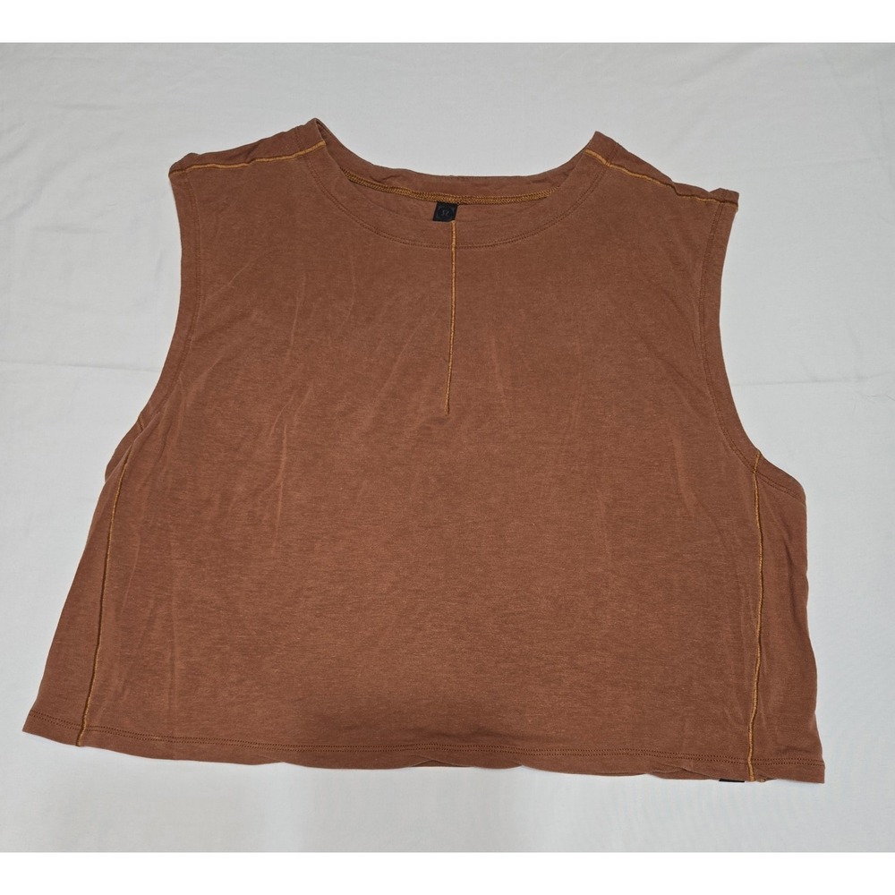 Lululemon Lab Esker Cropped Tank Top Anti-Stink Rust Brown Fits Sz 8/Med Soft